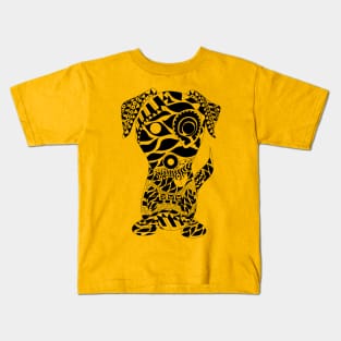 white aztec dog in mandala pattern ecopop Kids T-Shirt